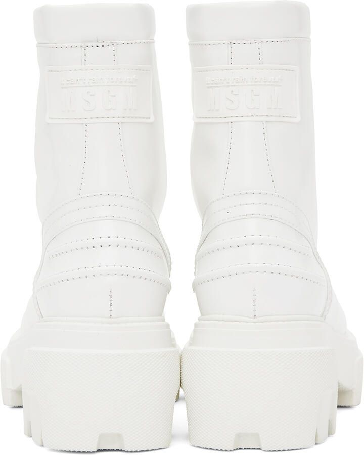 MSGM White Lace-Up Boots - Picture 3
