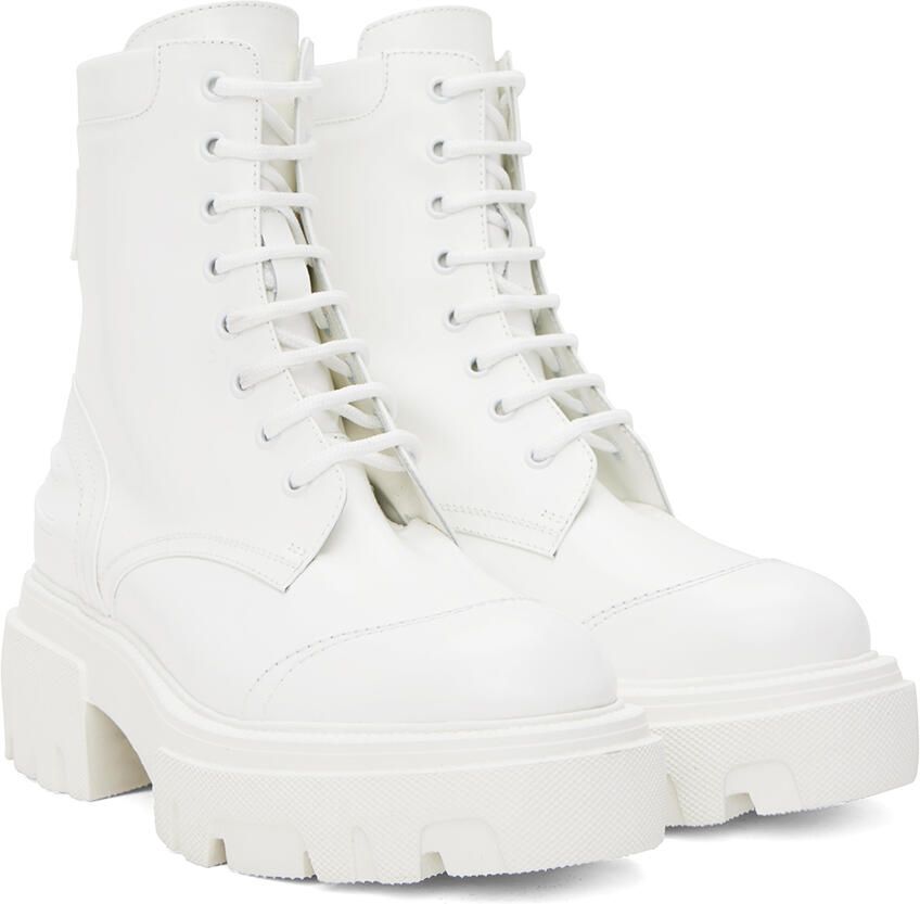 MSGM White Lace-Up Boots