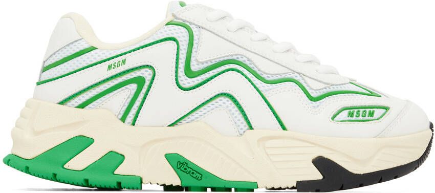 MSGM White & Green Vortex Sneakers - Picture 5