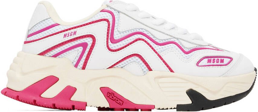 MSGM White & Pink Vortex Sneakers - Picture 5