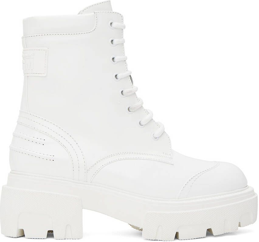 MSGM White Lace-Up Boots - Picture 5