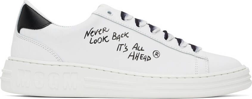 MSGM White Printed Sneakers - Picture 5