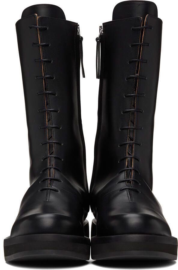 NEOUS Black Leather Spika Mid-Calf Boots - Picture 2