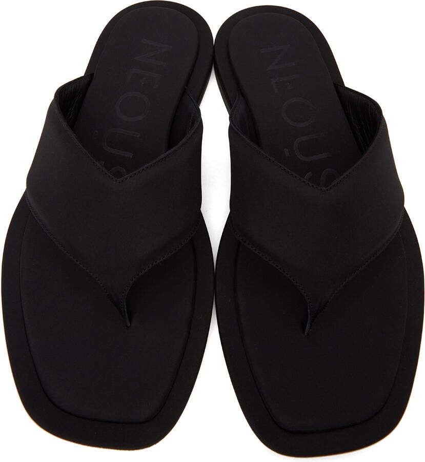 NEOUS Black Nylon Lanke Flat Sandals