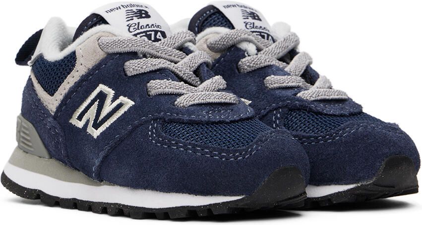 New Balance Kids Navy 574 Core Bungee Sneakers - Picture 3