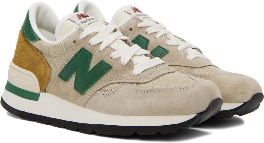 New Balance Beige & Green Made in USA 990 Sneakers - Picture 3