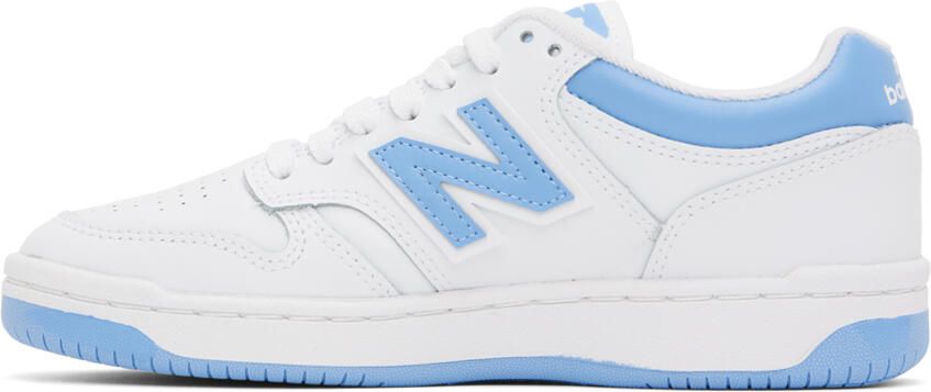 New Balance White & Blue 480 Sneakers - Picture 3