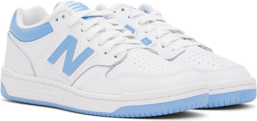 New Balance White & Blue 480 Sneakers - Picture 2