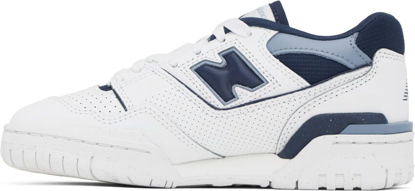 New Balance White & Blue 550 Sneakers - Picture 3