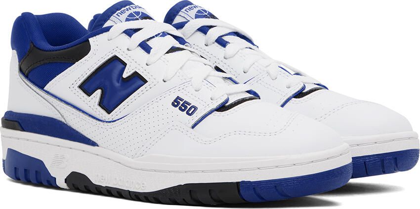 New Balance White & Blue 550 Sneakers - Picture 3