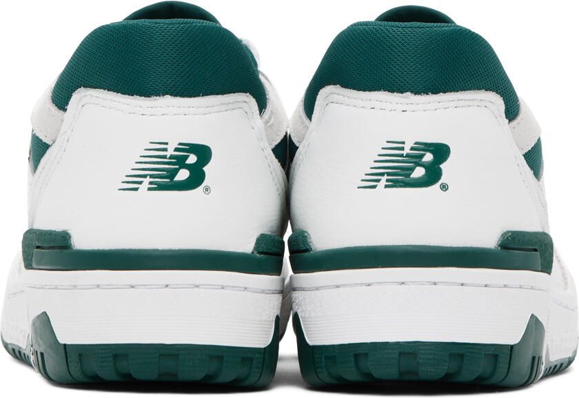 New Balance White & Green 550 Sneakers