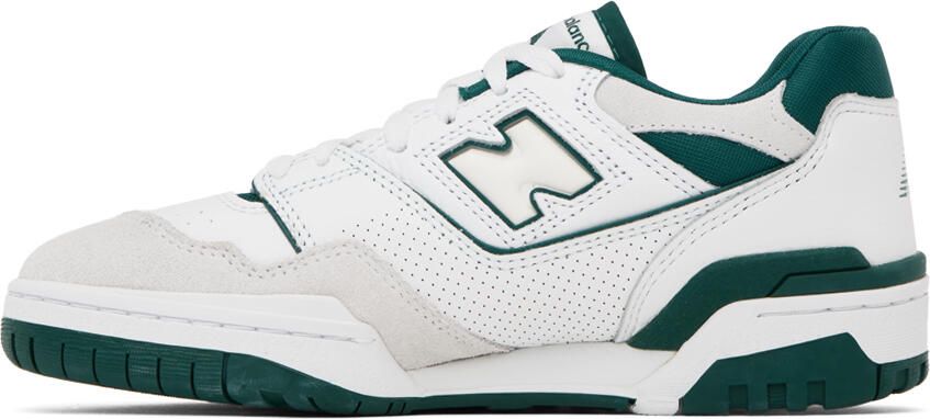 New Balance White & Green 550 Sneakers - Picture 3