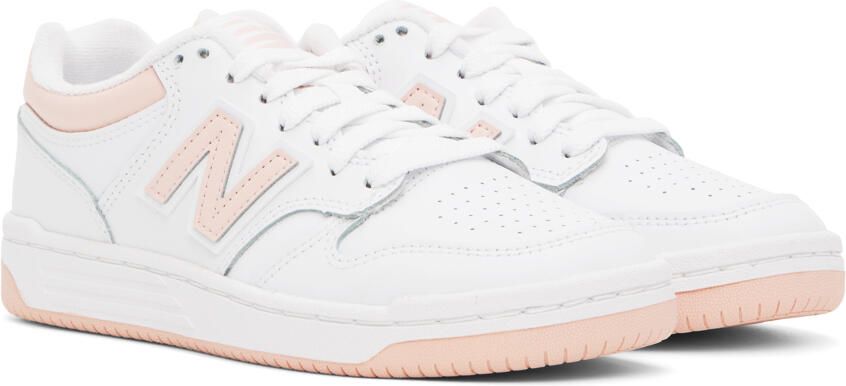 New Balance White & Pink 480 Sneakers - Picture 2