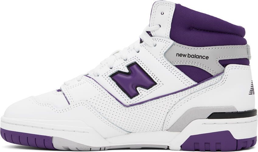 New Balance White & Purple 650 Sneakers - Picture 3