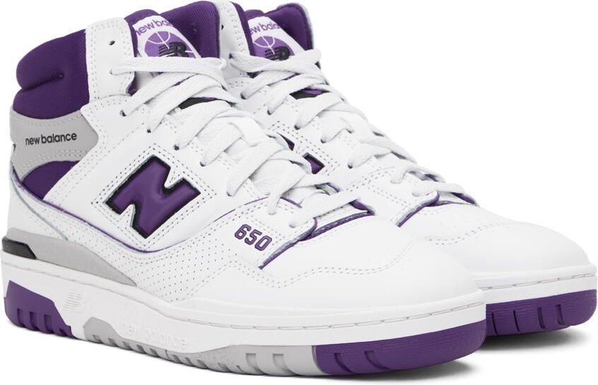 New Balance White & Purple 650 Sneakers - Picture 2