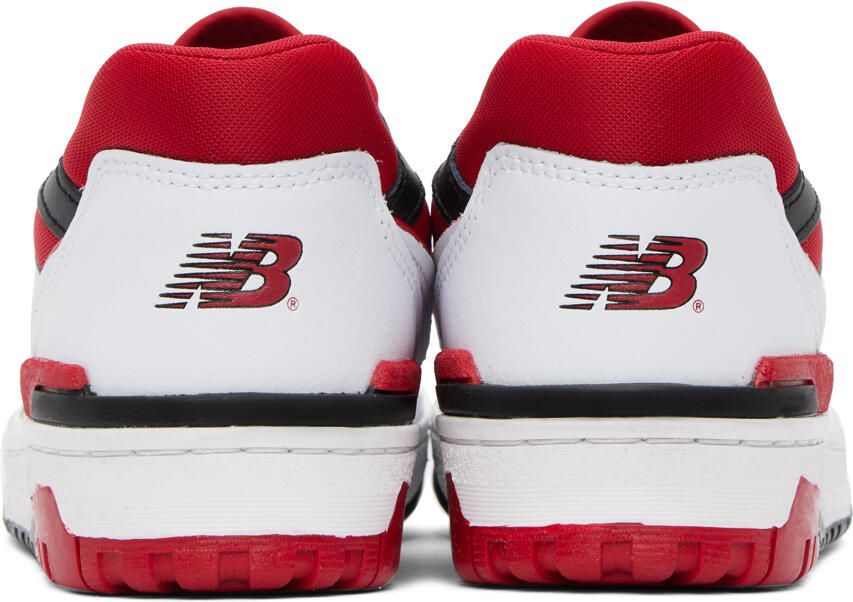 New Balance White & Red 550 Sneakers