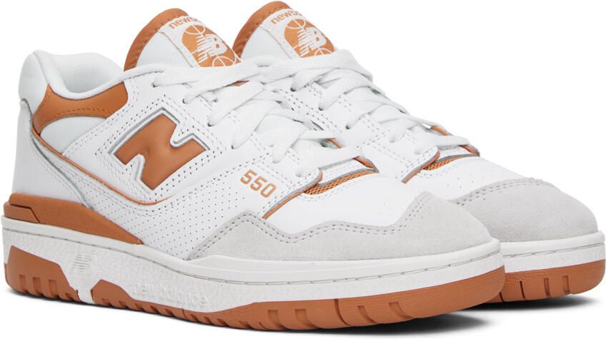 New Balance White & Tan 550 Sneakers - Picture 4