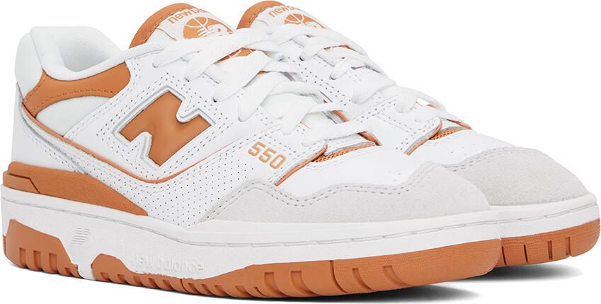 New Balance White & Tan 550 Sneakers - Picture 6