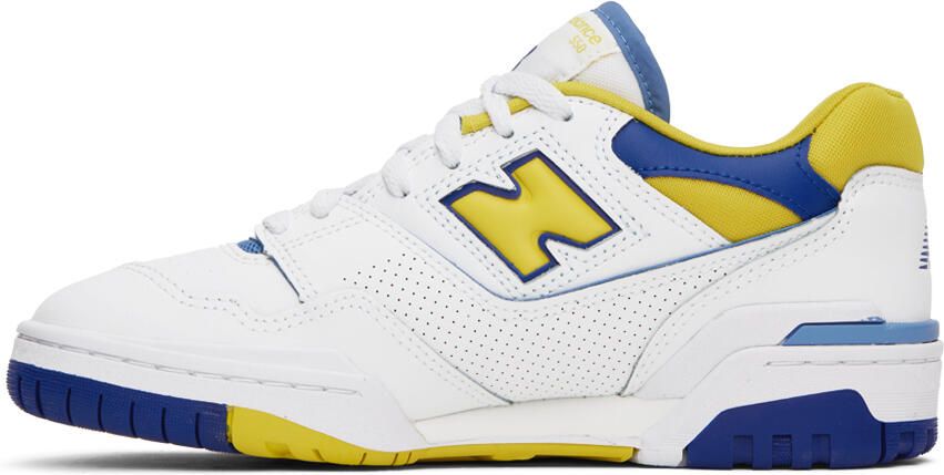 New Balance White & Yellow 550 Sneakers - Picture 3