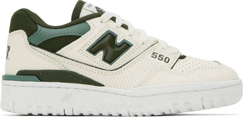 New Balance Off-White & Green 550 Sneakers - Picture 5