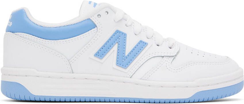 New Balance White & Blue 480 Sneakers - Picture 5