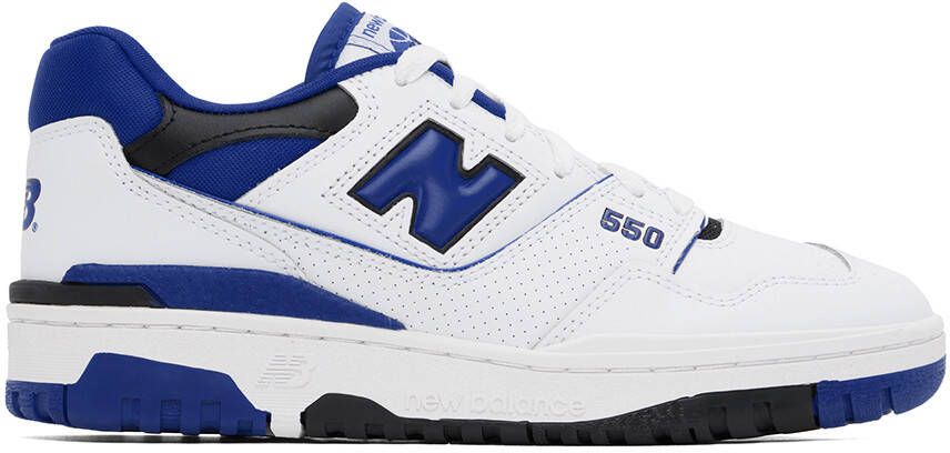 New Balance White & Blue 550 Sneakers - Picture 8