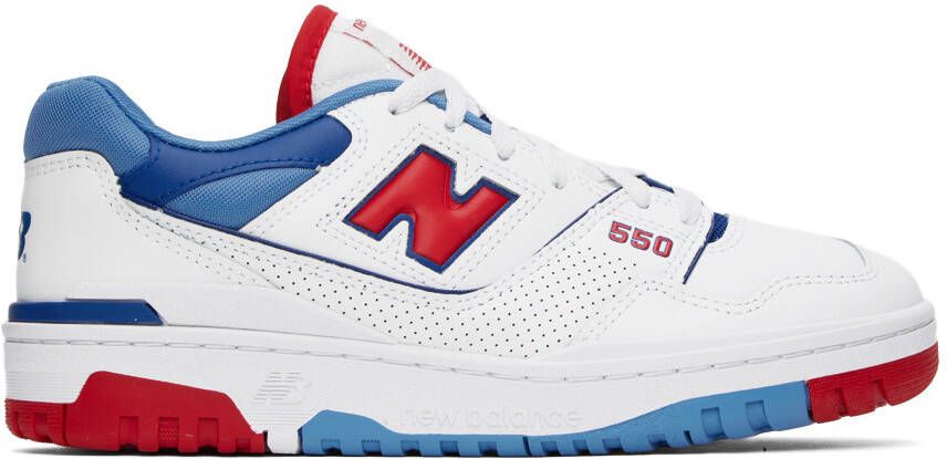 New Balance White & Blue 550 Sneakers - Picture 5