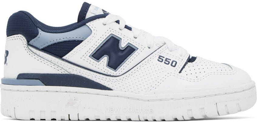 New Balance White & Blue 550 Sneakers - Picture 5