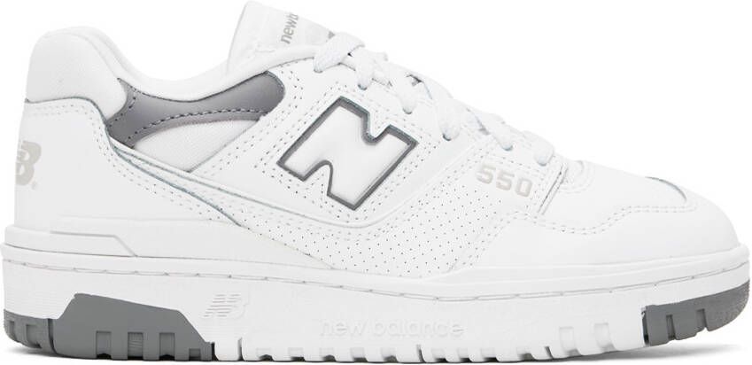 New Balance White & Gray 550 Sneakers - Picture 5