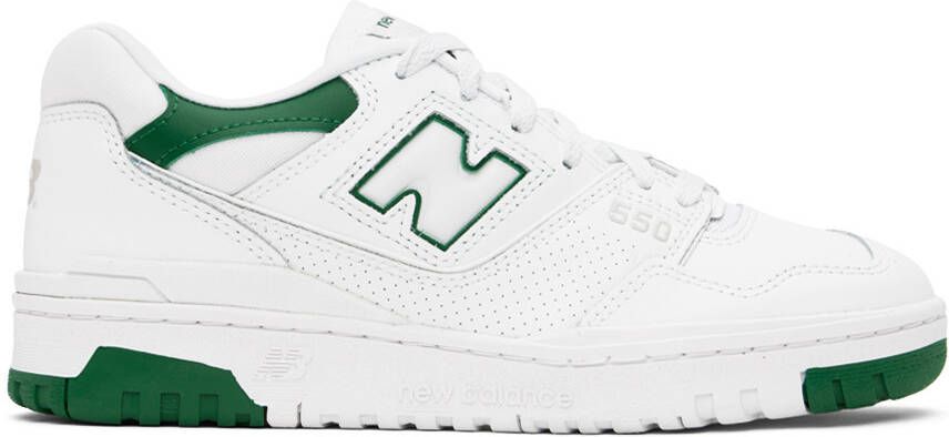 New Balance White & Green BB550 Sneakers - Picture 5