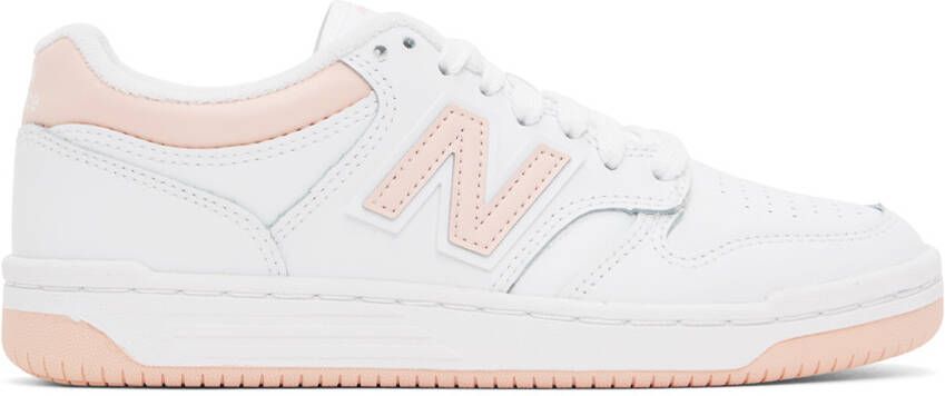 New Balance White & Pink 480 Sneakers - Picture 5