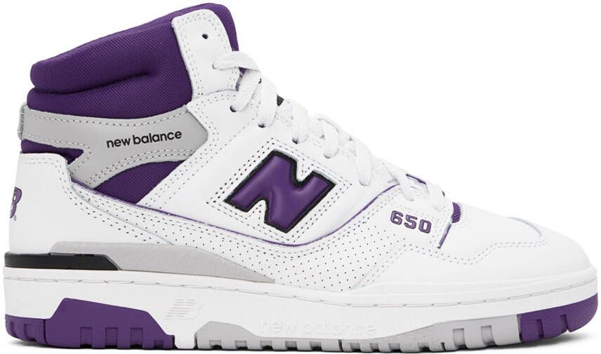 New Balance White & Purple 650 Sneakers - Picture 5