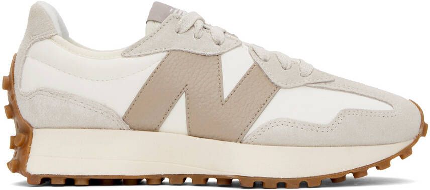 New Balance White & Taupe 327 Sneakers - Picture 2