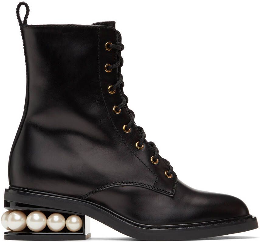 Nicholas Kirkwood Black Casati Pearl Combat Boots - Picture 5