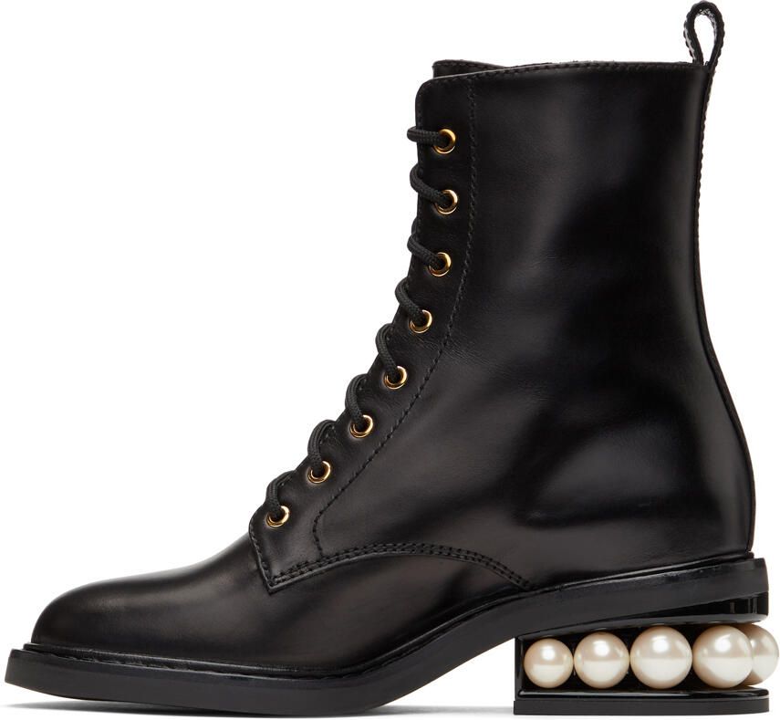 Nicholas Kirkwood Black Casati Pearl Combat Boots