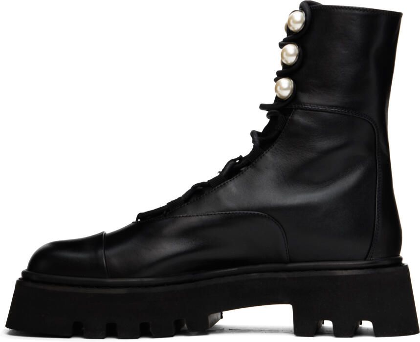 Nicholas Kirkwood Black Pearlogy Combat Ankle Boots - Picture 3