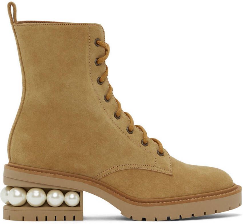 Nicholas Kirkwood Tan Casati Pearl Combat Boot - Picture 5