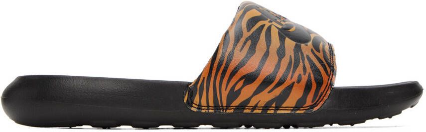 Nike Black & Tan Victori One Slides - Picture 5