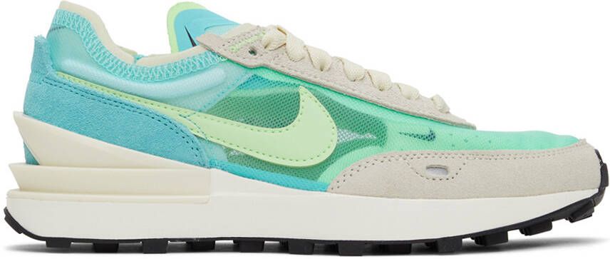 Nike Blue & Green Waffle One Sneakers - Picture 5
