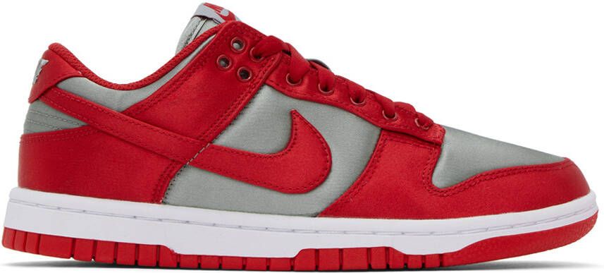 Nike Gray & Red Dunk Low Sneakers - Picture 5