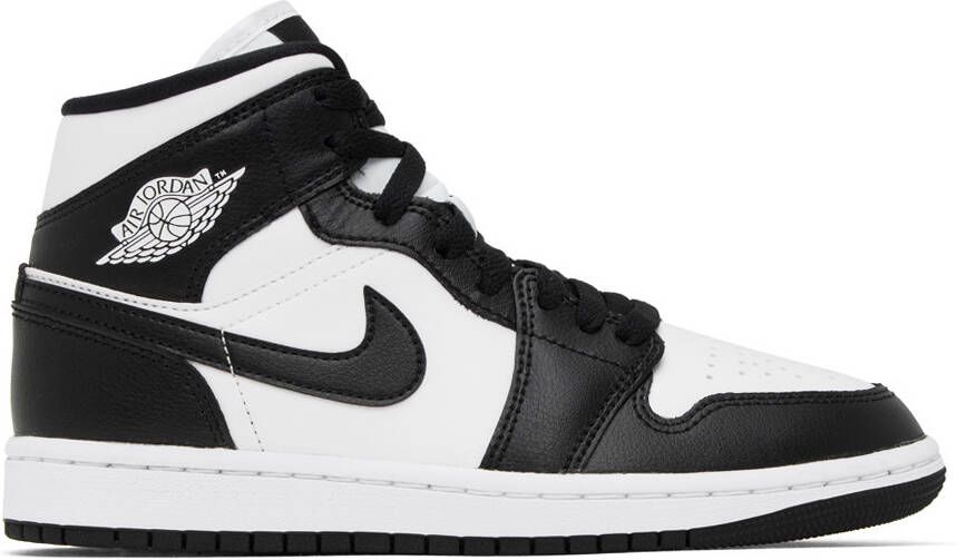 Nike Jordan Black & White Air Jordan 1 Mid Sneakers - Picture 5