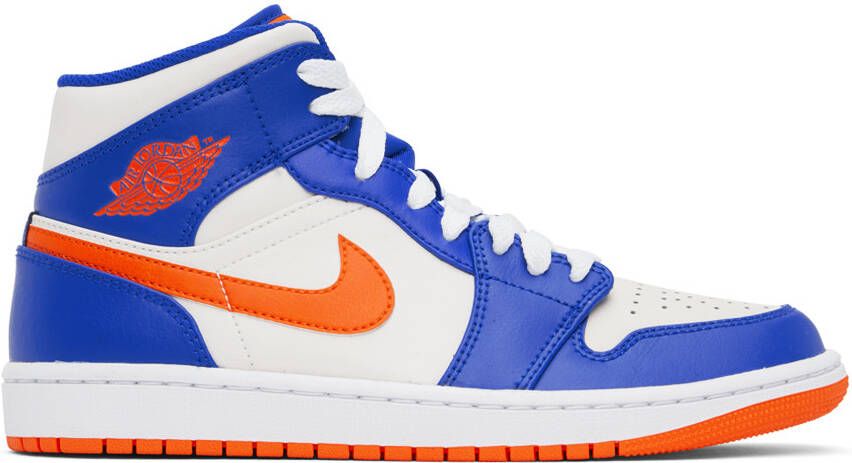 Nike Jordan Blue & White Air Jordan 1 Mid Sneakers - Picture 5