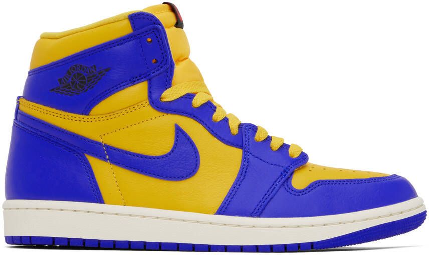Nike Jordan Blue & Yellow Air Jordan 1 Retro Hi OG Sneakers - Picture 5