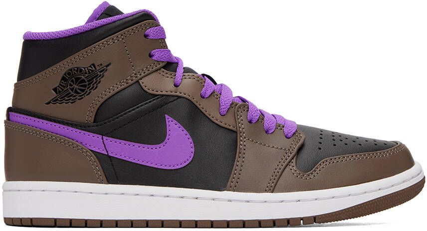 Nike Jordan Brown & Black Air Jordan 1 Mid Sneakers - Picture 5