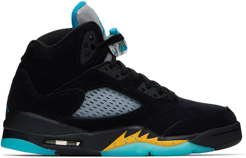 Nike Jordan Kids Black Air Jordan Retro 5 Big Kids Sneakers - Picture 4