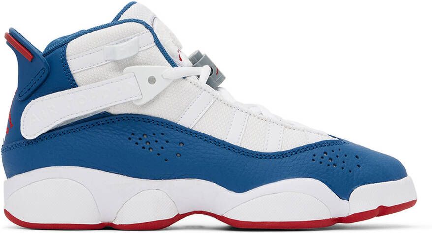 Nike Jordan Kids White & Blue Jordan 6 Rings Big Kids Sneakers - Picture 4