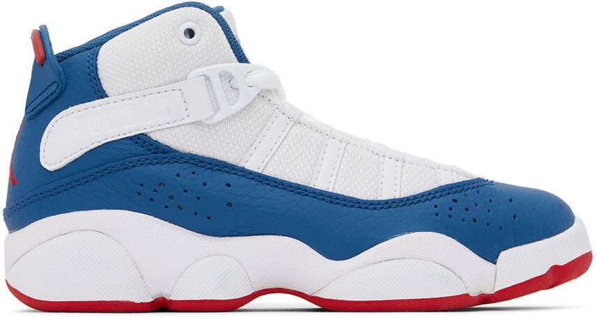 Nike Jordan Kids White & Blue Jordan 6 Rings Little Kids Sneakers - Picture 5