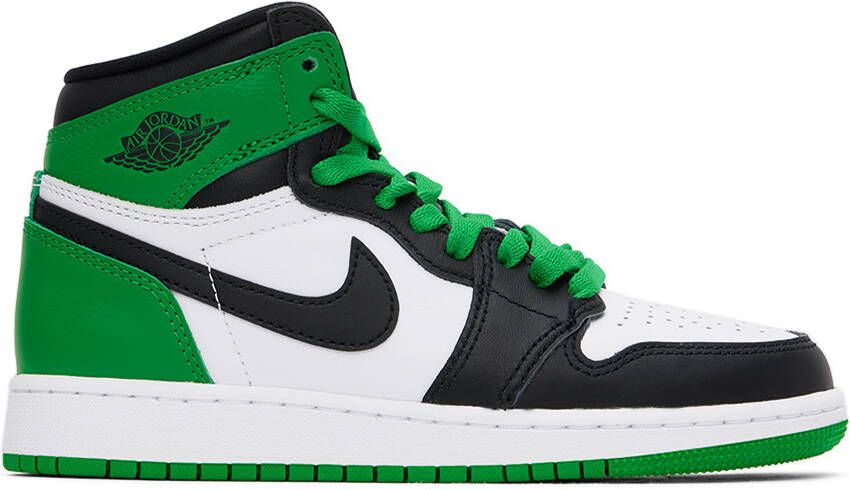 Nike Jordan Kids White & Green Air Jordan 1 High OG Big Kids Sneakers - Picture 5