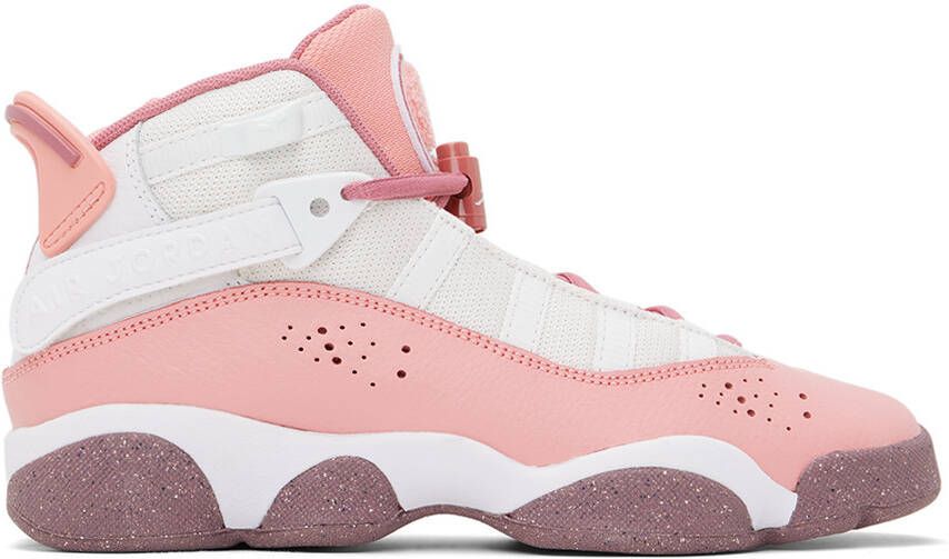 Nike Jordan Kids White & Pink Jordan 6 Rings Big Kids Sneakers - Picture 5