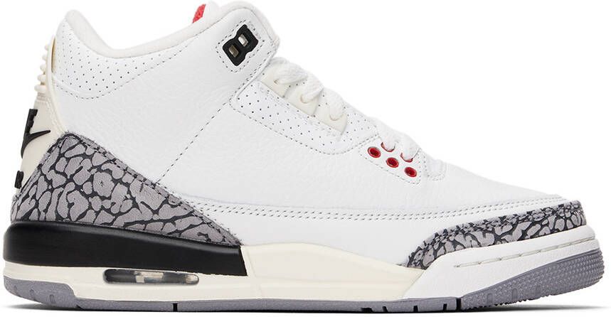 Nike Jordan Kids White Jordan 3 Retro Big Kids Sneakers - Picture 4